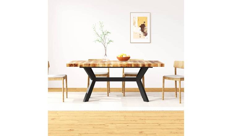 Walplus Cross Frame Mango Wood Dining Table - Brown - 180 x 90 x 76 cm