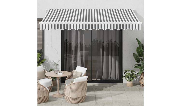 Walplus Manual Polyester Retractable Awning - Anthracite and White - 350x250 cm