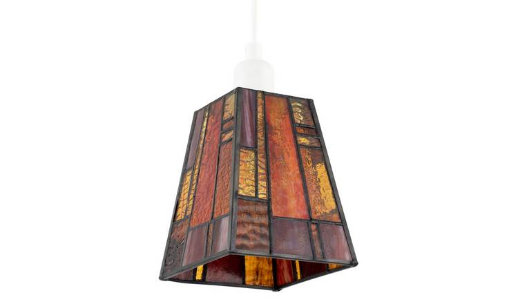 Happy Homewares Orange Art Deco Tiffany with Coloured Pendant Shade - 10cm