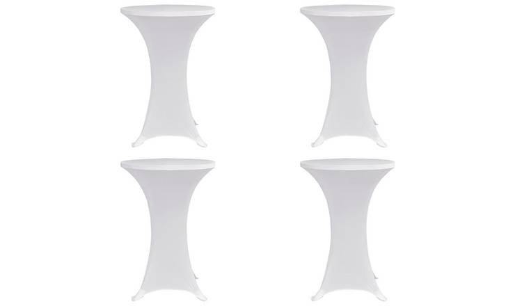 Walplus Pack of 4 Standing Table Cover Stretch - White - dia 70 cm