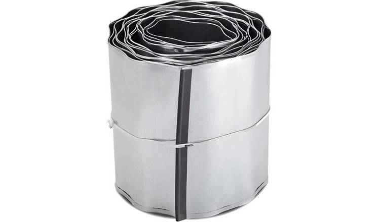 Primrose Galvanised Metal Garden Lawn Wavy Edge Border Edging Roll - Silver 5m