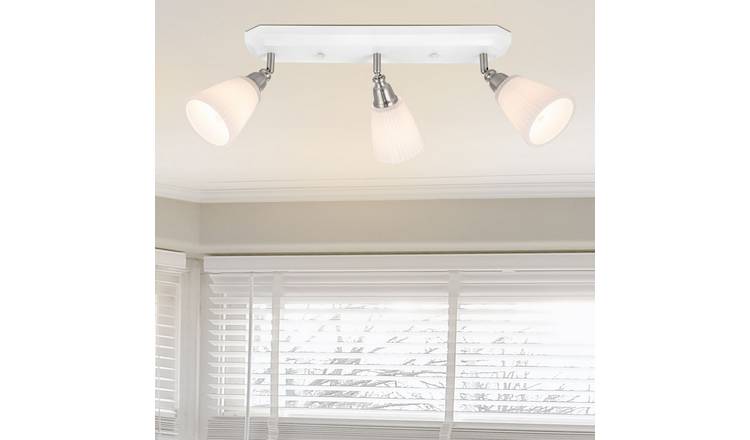 Cosylyte Leverton 3 Light Modern Ribbed Glass Spotlight - White Base