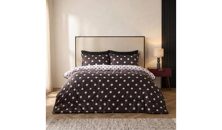 OHS Polka Dot 10.5 Tog Reversible Coverless Duvet Set - Mono - Double