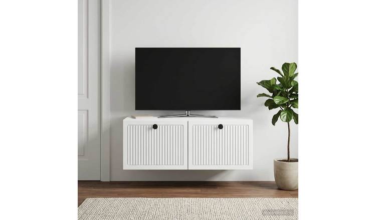 Walplus Engineered Wood Wall Mounted TV Cabinet - White - 78.5 x 41 x 30 cm