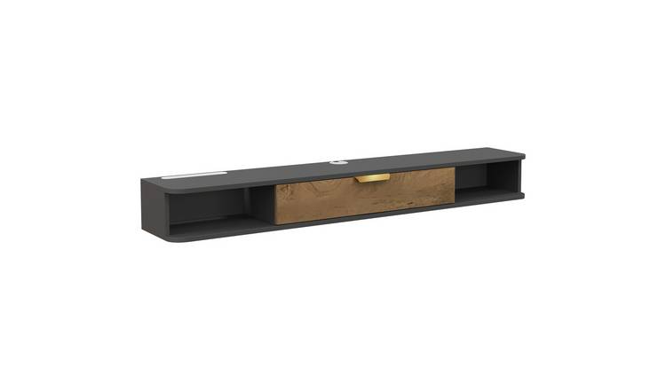 HOMCOM 140 cm Modern Wall Mounted Floating TV Stand Cabinet - Charcoal Grey