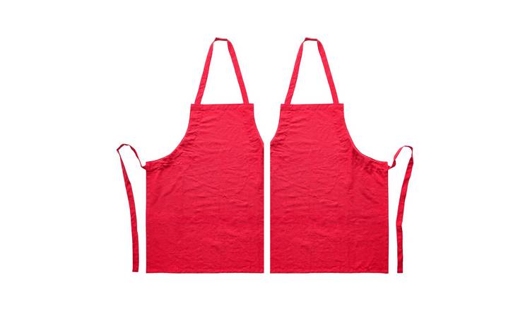 Nicola Spring Cotton Kitchen Bib Aprons - Red - Pack of 2