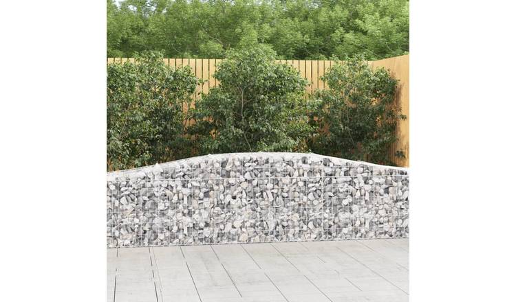 Walplus Pack of 4 Galvanised Iron Gabion Basket - Silver - 400 x 50 x 80-100 cm