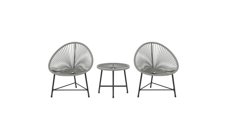 Outsunny 3 Piece Rattan Garden Bistro Set with Reinforced Metal Frame - Grey