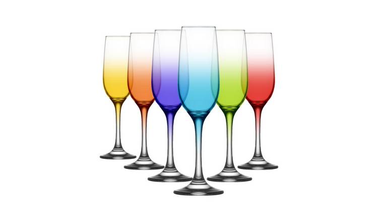 LAV Fame Glass Champagne Flutes - 215ml - Full Colour - Pack of 6