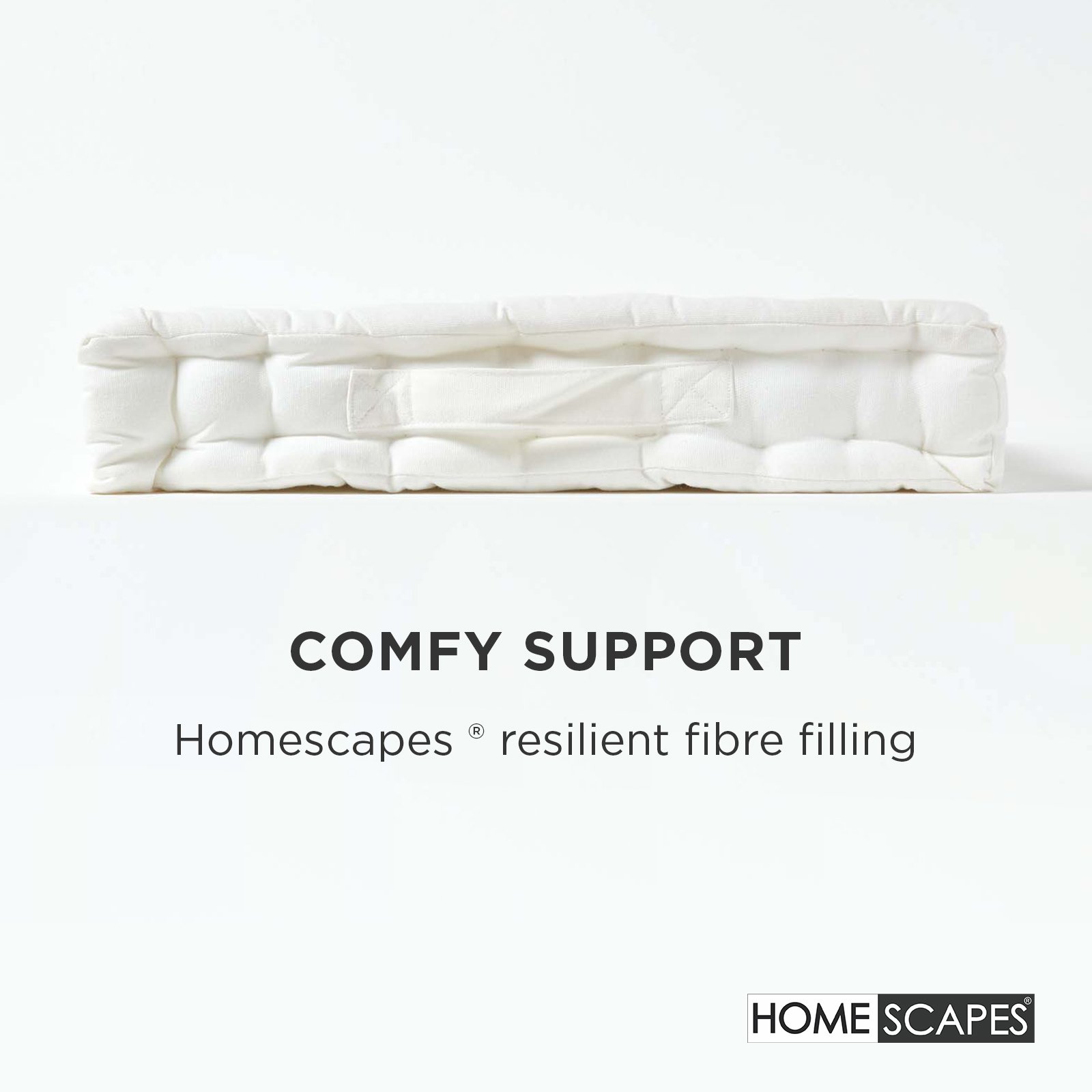 Homescapes Cotton Floor Cushion - 40 x 40 cm - Off White - Image 4