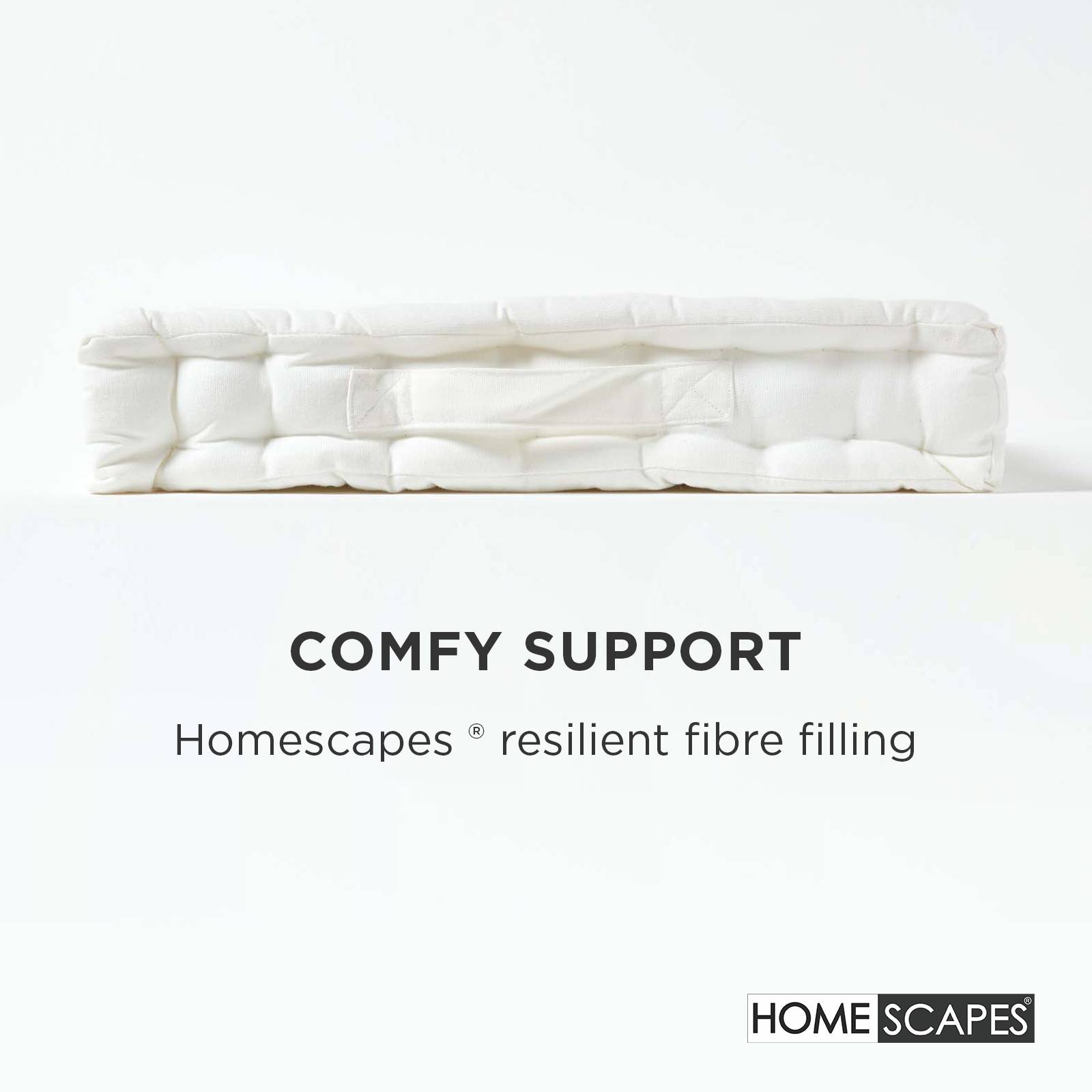 Homescapes Cotton Floor Cushion - 40 x 40 cm - Off White - Image 4