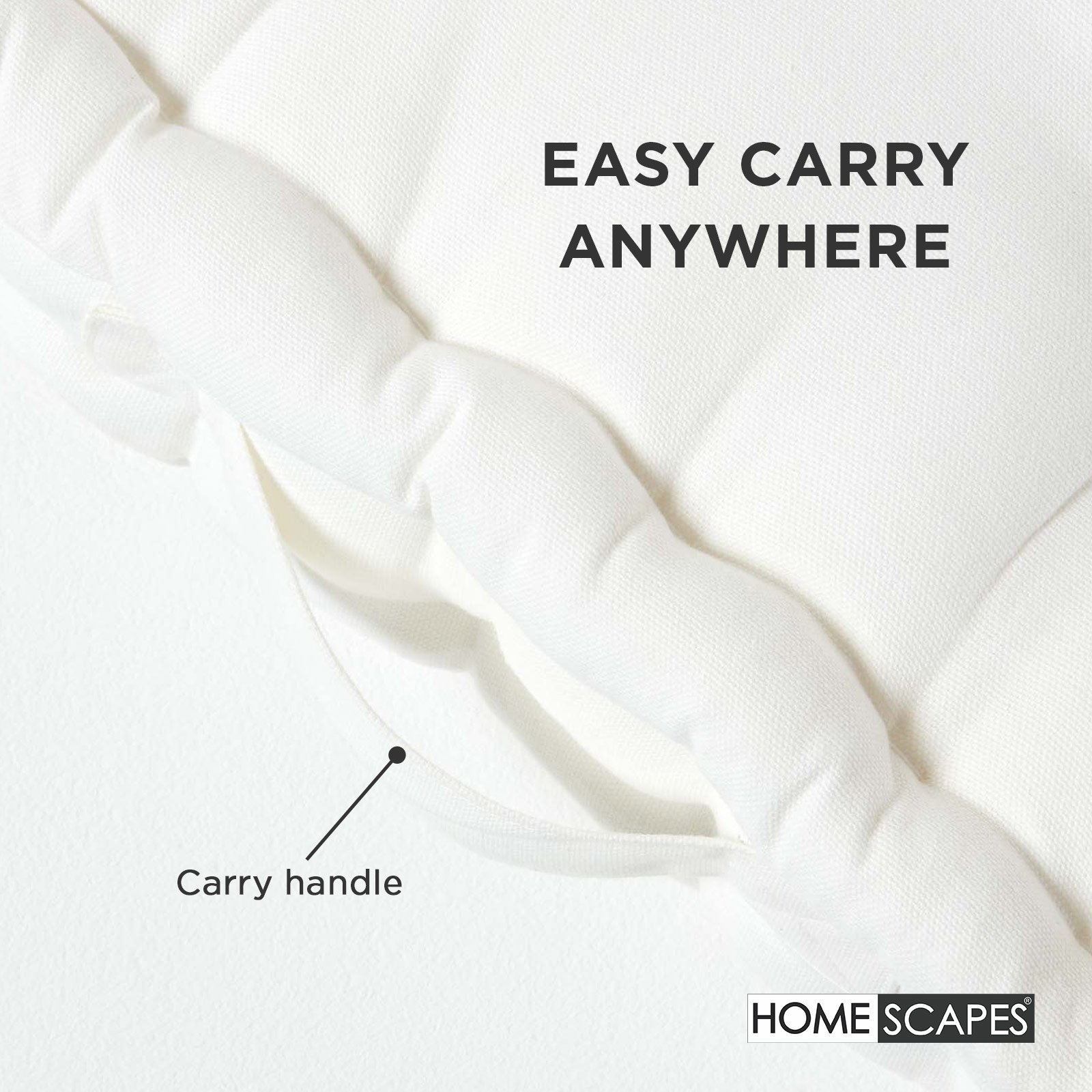 Homescapes Cotton Floor Cushion - 40 x 40 cm - Off White - Image 5