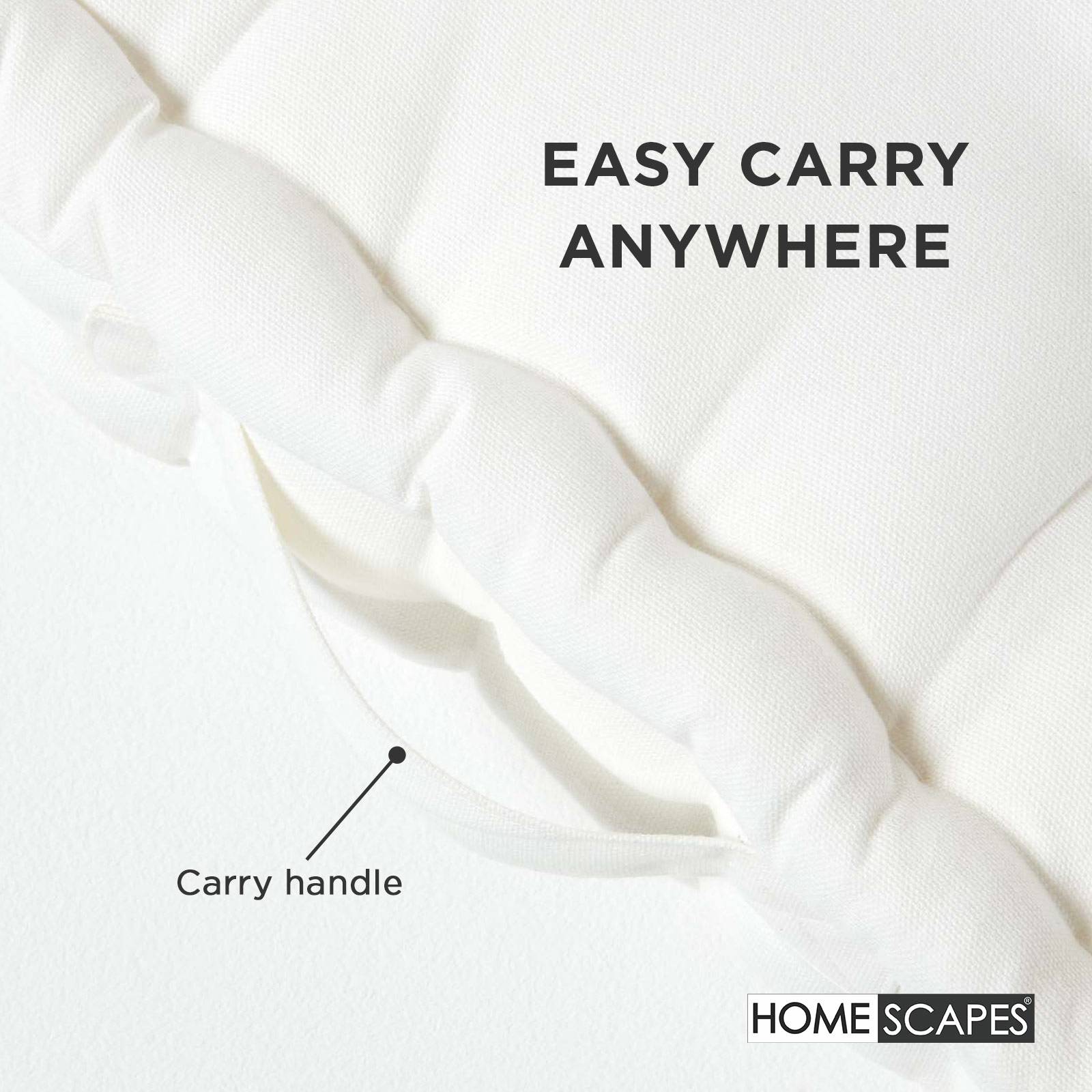 Homescapes Cotton Floor Cushion - 40 x 40 cm - Off White - Image 5