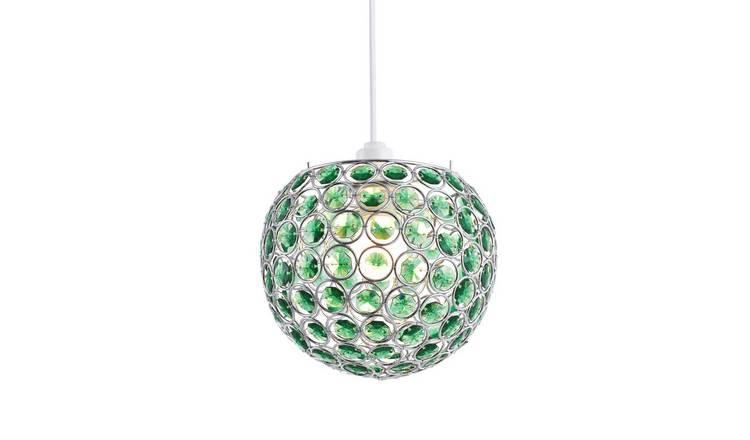 Happy Homewares Dark Green Round Globe Easy Fit with Small Pendant Shade - 18cm
