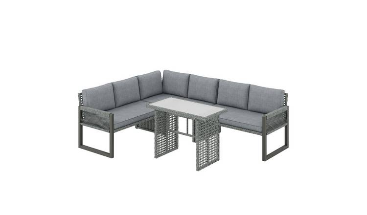 Outsunny Rattan Corner Garden Furniture Set - Light Grey