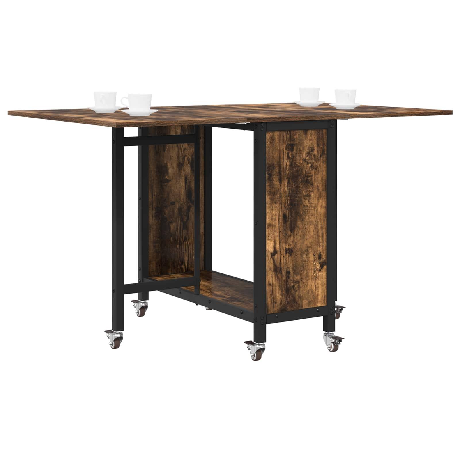 Walplus 1 Shelf Folding Rectangular Dinner Table - Black - 130 x 80 x 76.5 cm - Image 3