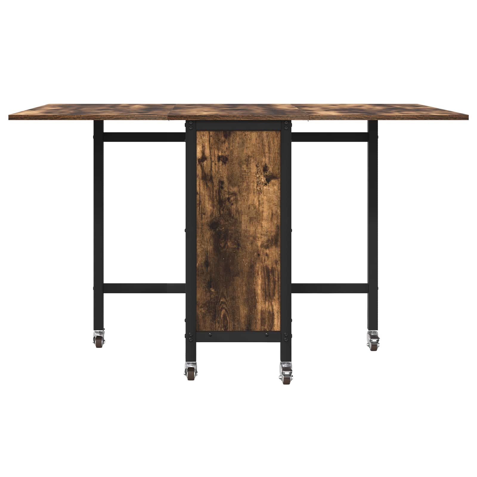 Walplus 1 Shelf Folding Rectangular Dinner Table - Black - 130 x 80 x 76.5 cm - Image 5