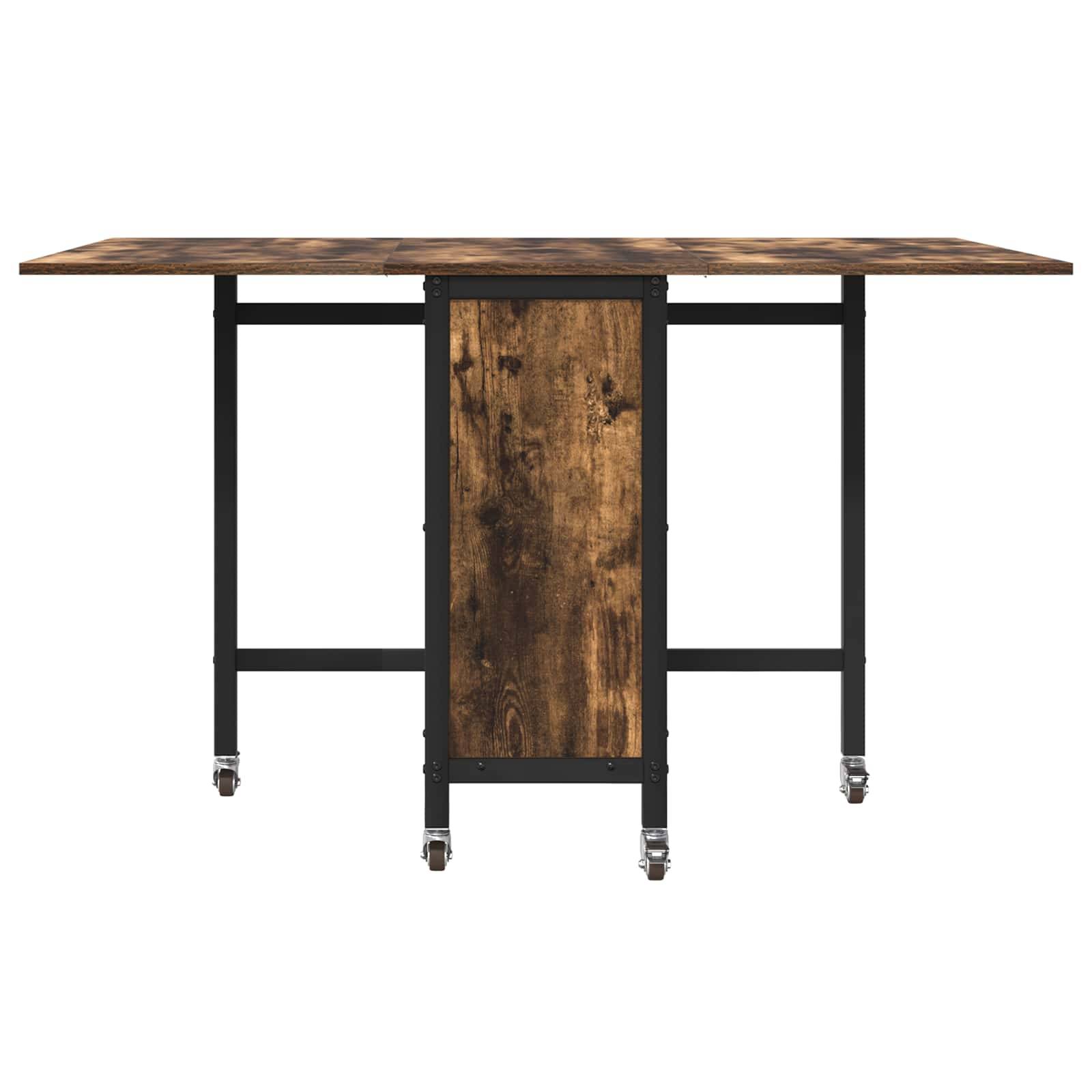 Walplus 1 Shelf Folding Rectangular Dinner Table - Black - 130 x 80 x 76.5 cm - Image 5