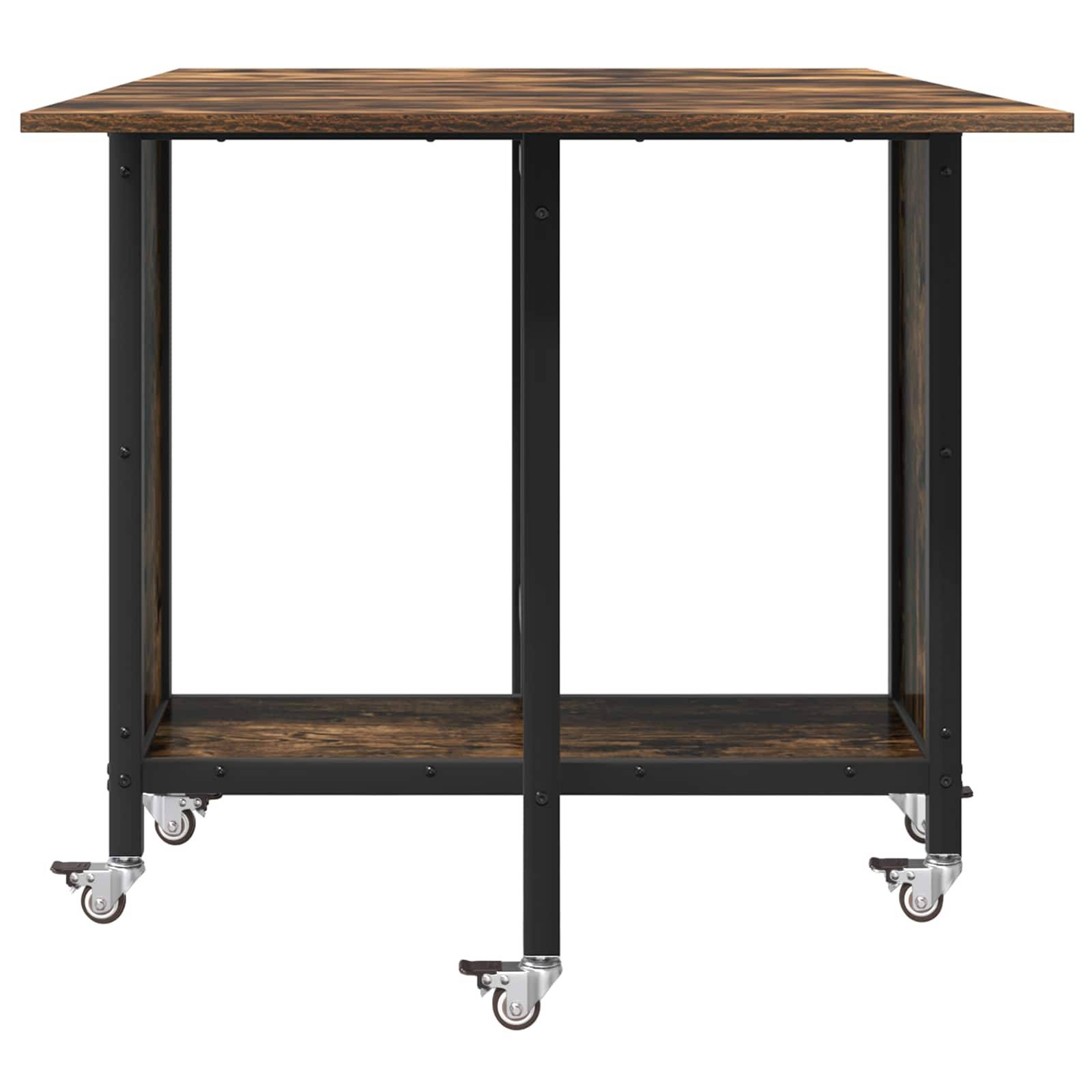 Walplus 1 Shelf Folding Rectangular Dinner Table - Black - 130 x 80 x 76.5 cm - Image 6