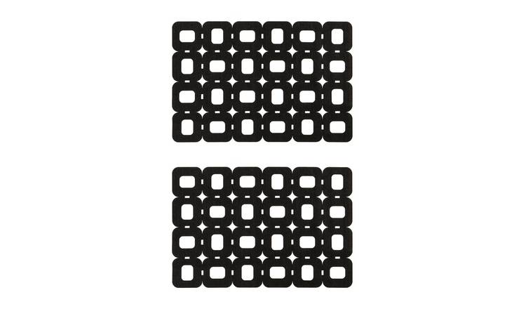 Orsina Felt Set Of 2 Block Design Placemats - Black