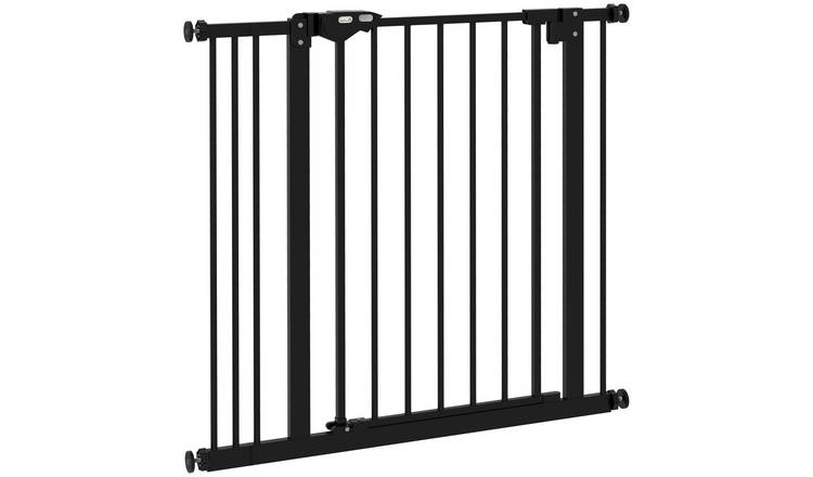 PawHut Pressure Mount Auto Closing Dog Gate - 74-87cm x 77cm - Black