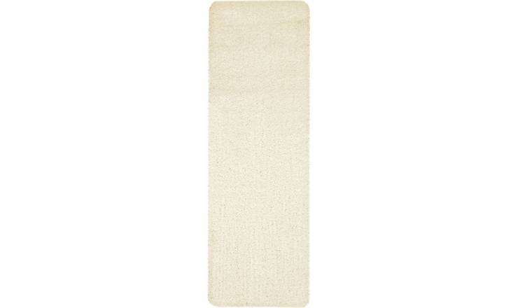 The Rugs Ivory Plain Shaggy Runner Rug - 67 x 150cm