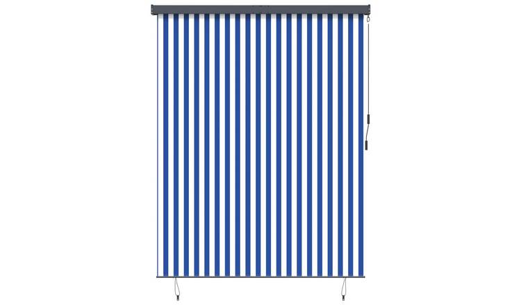 Walplus Polyester Roller Blind - Blue and White - 200 x 250 cm