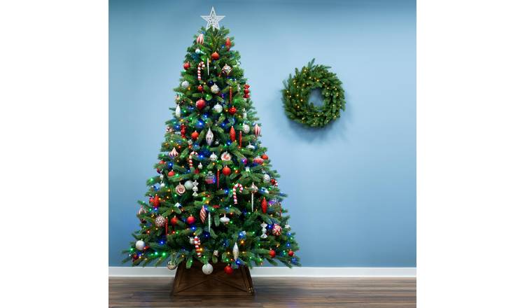 Christmas Tree World 12ft Ultra Devonshire Slim Tree - Warm White/Multicolour