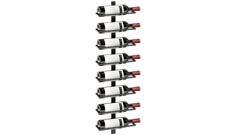 HOMCOM Metal Wall Mounted Wine Rack Storage Holder - 8 Tier