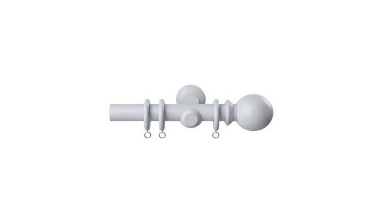 New Edge Blinds 28mm White Premium Wooden Curtain Poles Set - 50cm