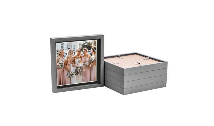 Nicola Spring 3D Box Photo Frames - 10 x 10" with Mount - Set of 5 - Grey