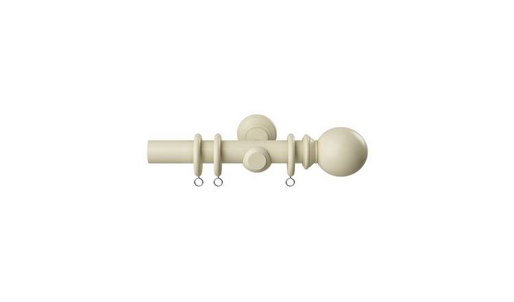 New Edge Blinds 28mm Cream Premium Wooden Curtain Poles Set - 90cm