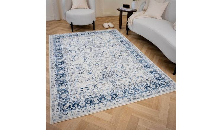 The Rugs Navy Montana Floral Rug - 200 x 290cm