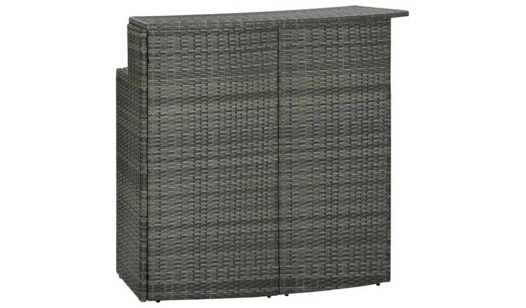 Walplus Poly Rattan Garden Bar Table - Grey - 120 x 55 x 110 cm