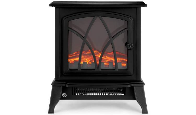 NETTA 1800W Fire Log Effect Electric Stove Heater - Black