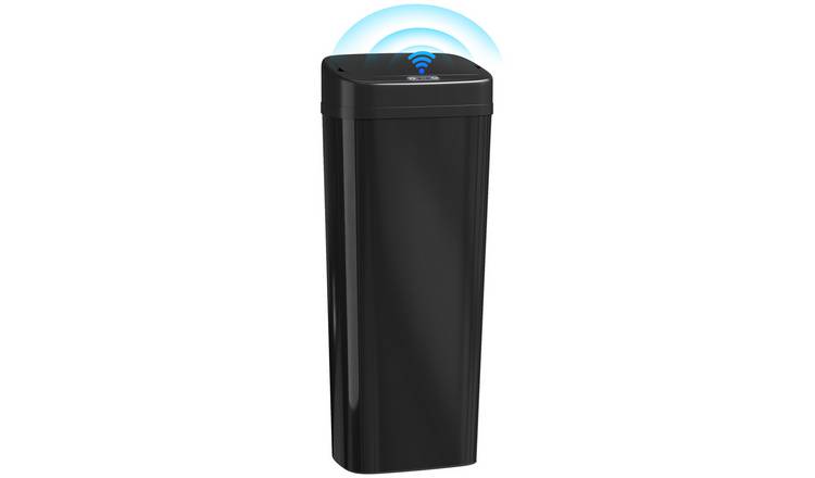HOMCOM 50L Stainless Steel Sensor Bin with Dual-Mode Opening - Black