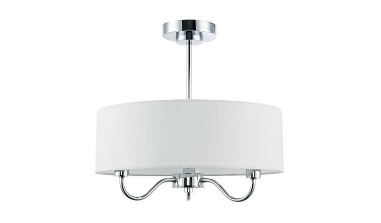 Happy Homewares Chrome Chic Semi Flush in Polished Chrome Ceiling Light - 40cm