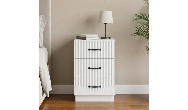 Walplus Engineered Wood Bedside Cabinet - White - 43 x 41 x 63.5 cm