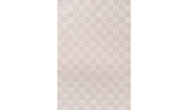 The Rugs Cream Loft Checkered Rug - 80 x 150cm