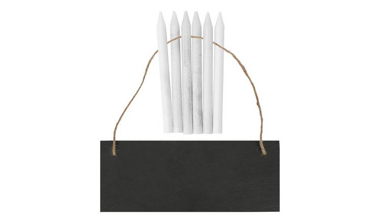 Nicola Spring Rectangle Slate Memo Board with Rope & Chalk Pencils