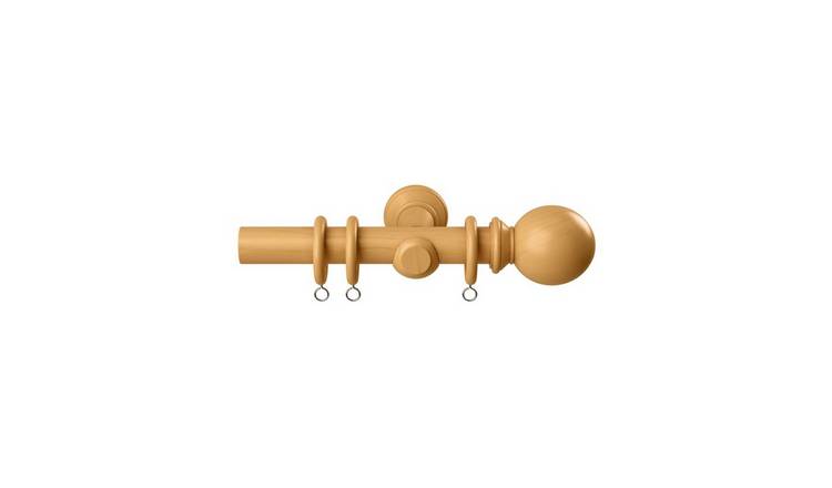 New Edge Blinds 28mm Natural Oak Premium Wooden Curtain Poles Set - 320cm