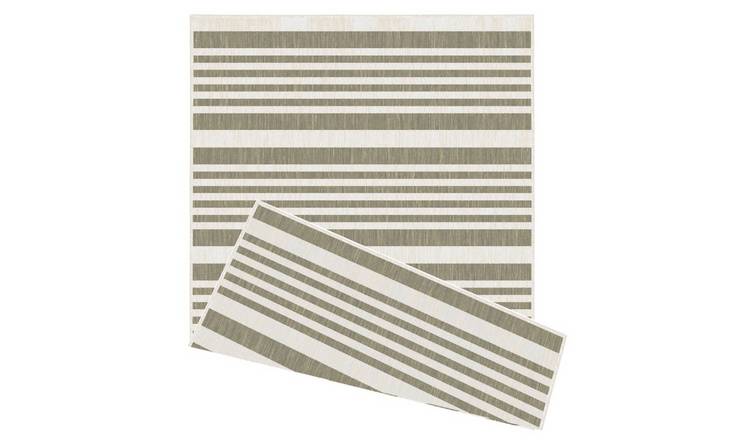 The Rugs Beige Duo Weave Modern Stripes Reversible Rug - 120 x 170cm