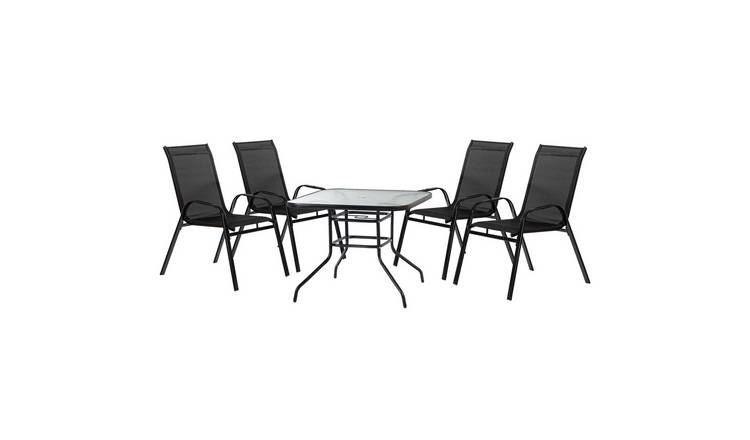 Harbour Housewares 4 Person Garden Furniture Set - 90 x 90cm - Black