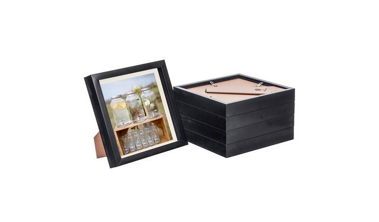 Nicola Spring 3D Box Photo Frames - 8 x 8" with Mount - Set of 5 - Black