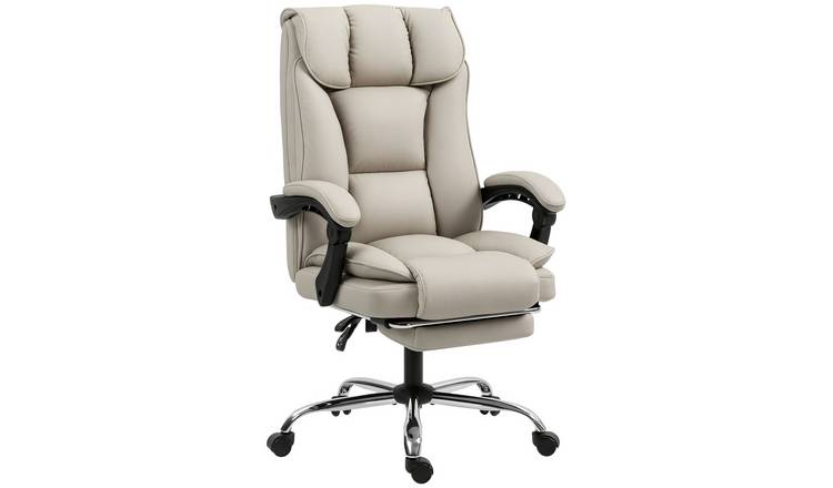 HOMCOM Pet Friendly Faux Leather Computer Desk Chair - Khaki