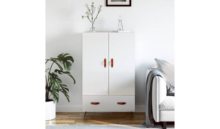 Walplus Engineered Wood Highboard - White Gloss - 69.5 x 31 x 115 cm