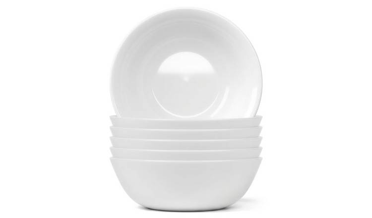 Argon Tableware Round Opalware Salad Bowls - Pack of 6