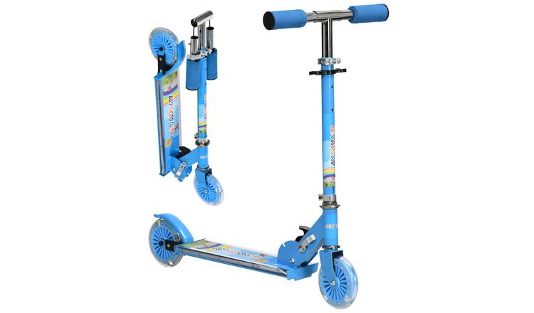 HOMCOM 3 to 7 Years Foldable Adjustable Height LED Kids Scooter – Blue