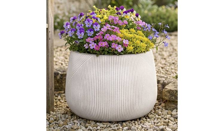 Dibor Small Fibre Clay Outdoor Garden Planter – Beige