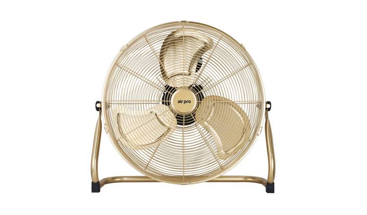 Air Pro 20in Floor Fan Powerful Air Cooling with 3 Speed Settings - Gold